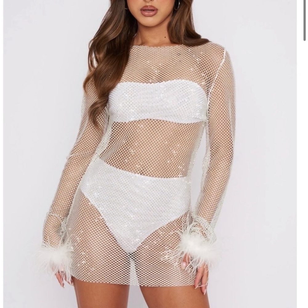 white fox disco inferno long sleeve mini dress